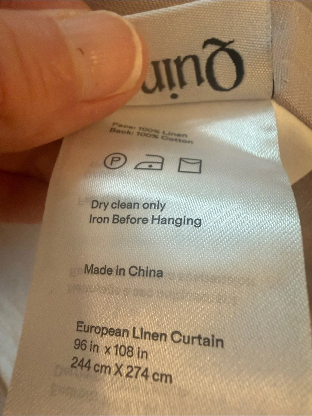Quince 100% European Linen Curtain Panel/Rose Quartz Light Filtering 96x108 #60B